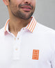 Nico Tennis Polo T-shirt - White & Orange