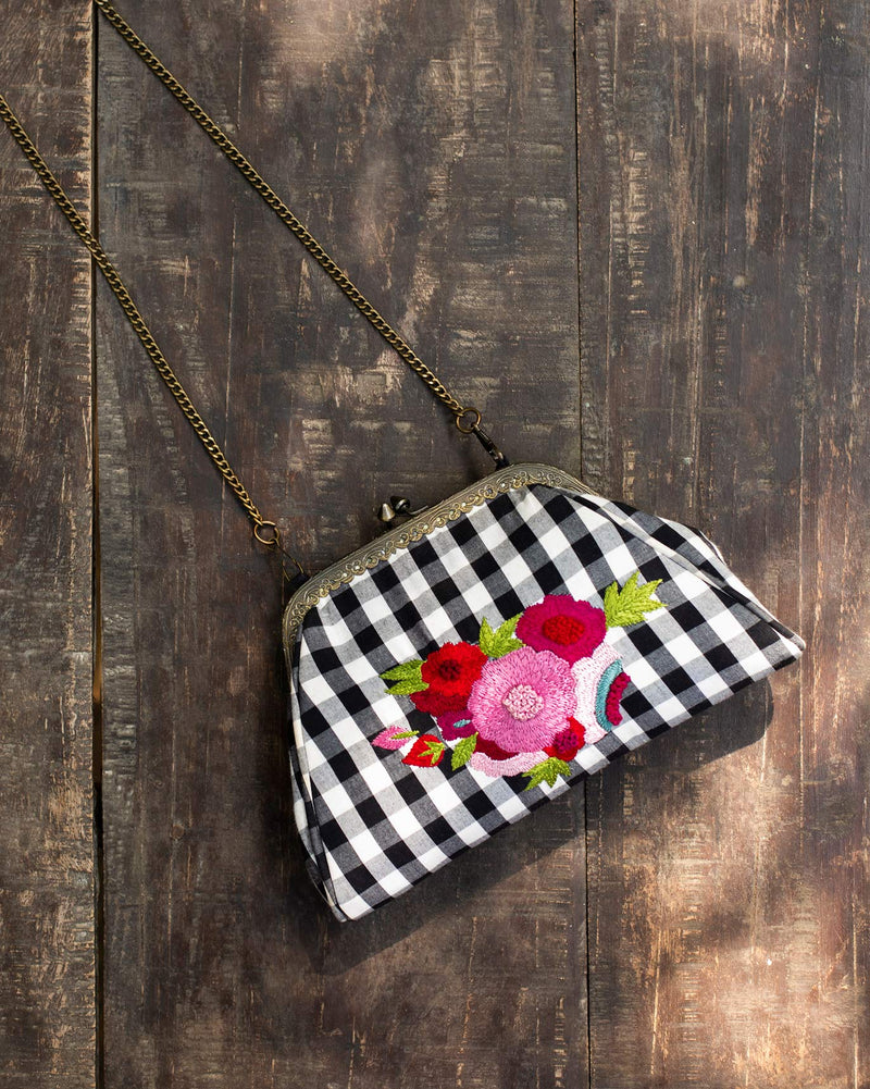 Campari Clutch - Black & White Check