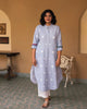 Basic Long Length Kurta - Grey & Ivory