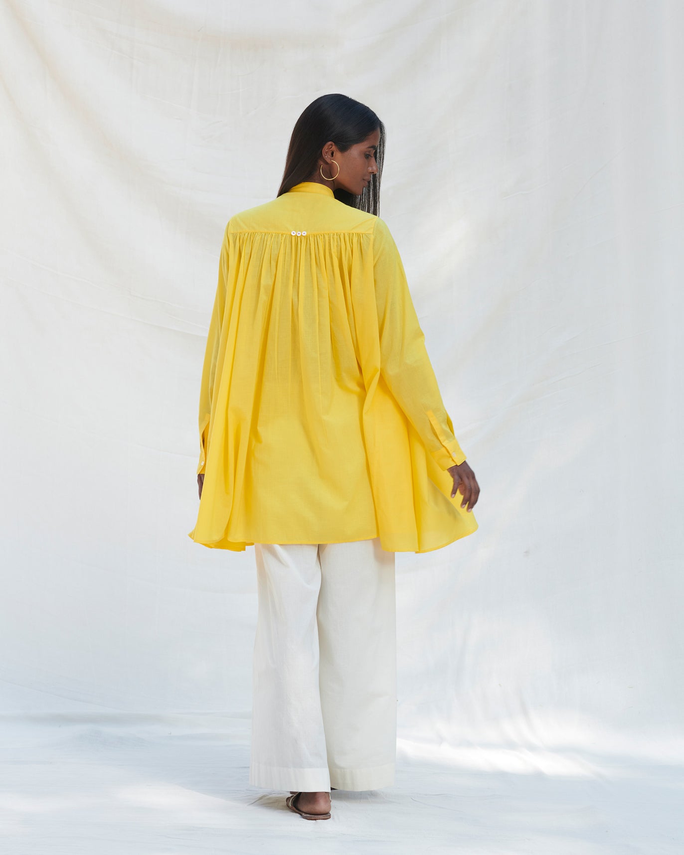 Back Gathered Top - Yellow