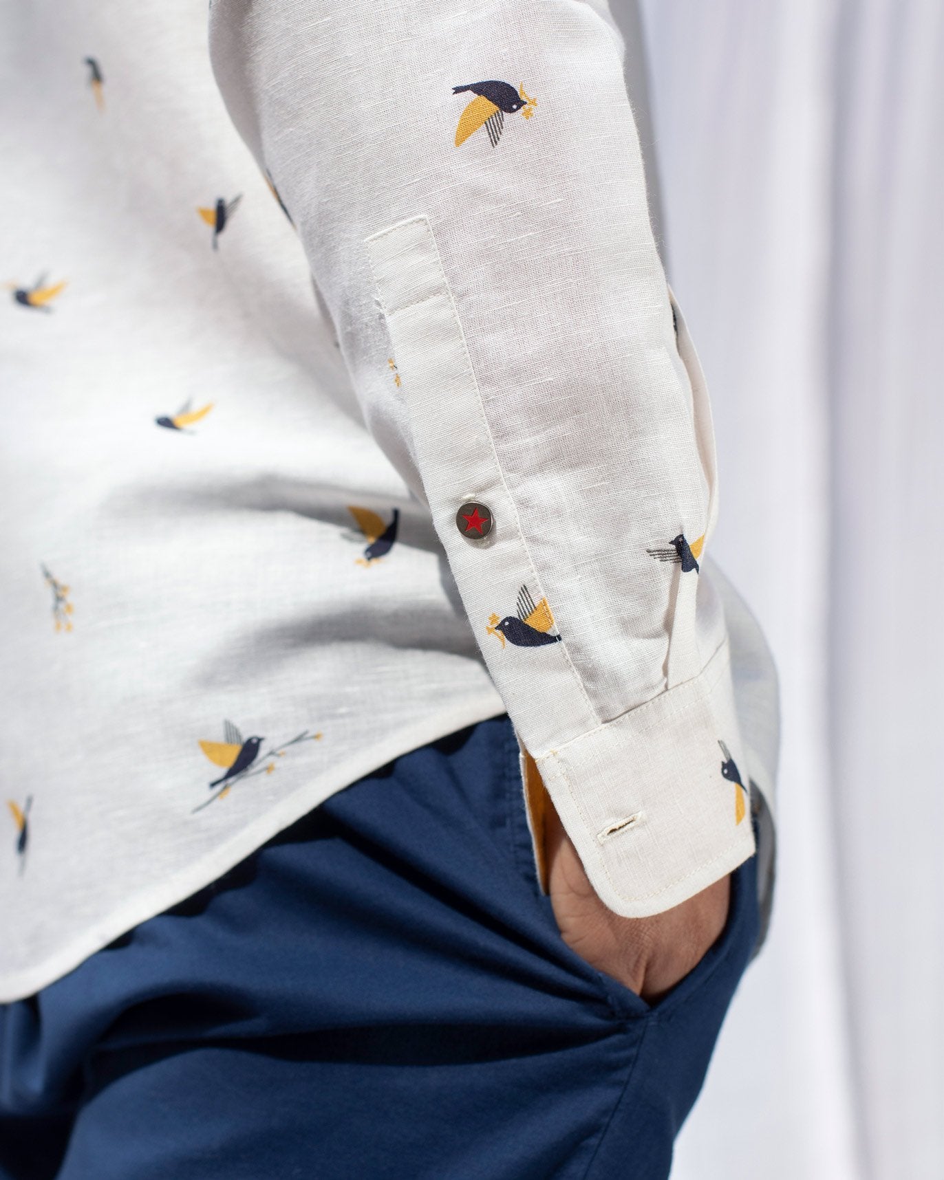One Button Shirt- Ivory