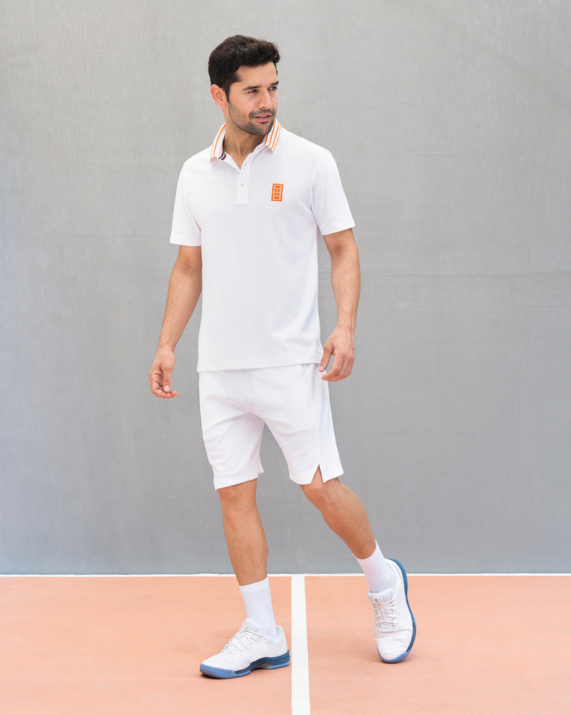 Nico Tennis Polo T-shirt - White & Orange