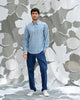 Half Placket Shirt - Blue & Ivory