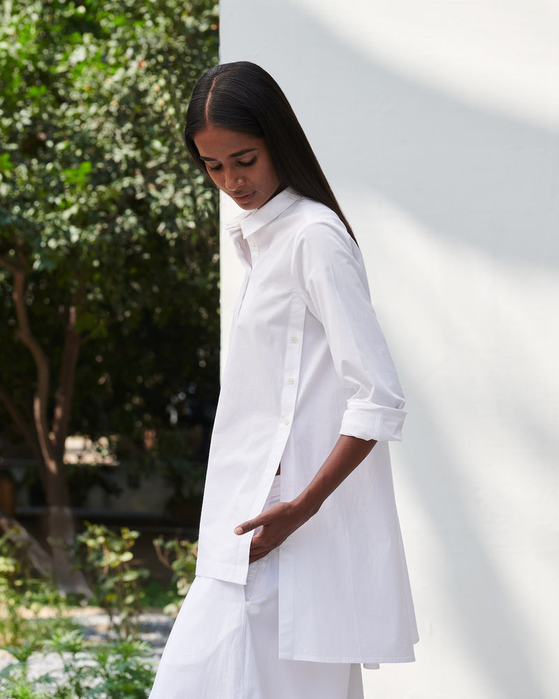 Side Placket Shirt - White