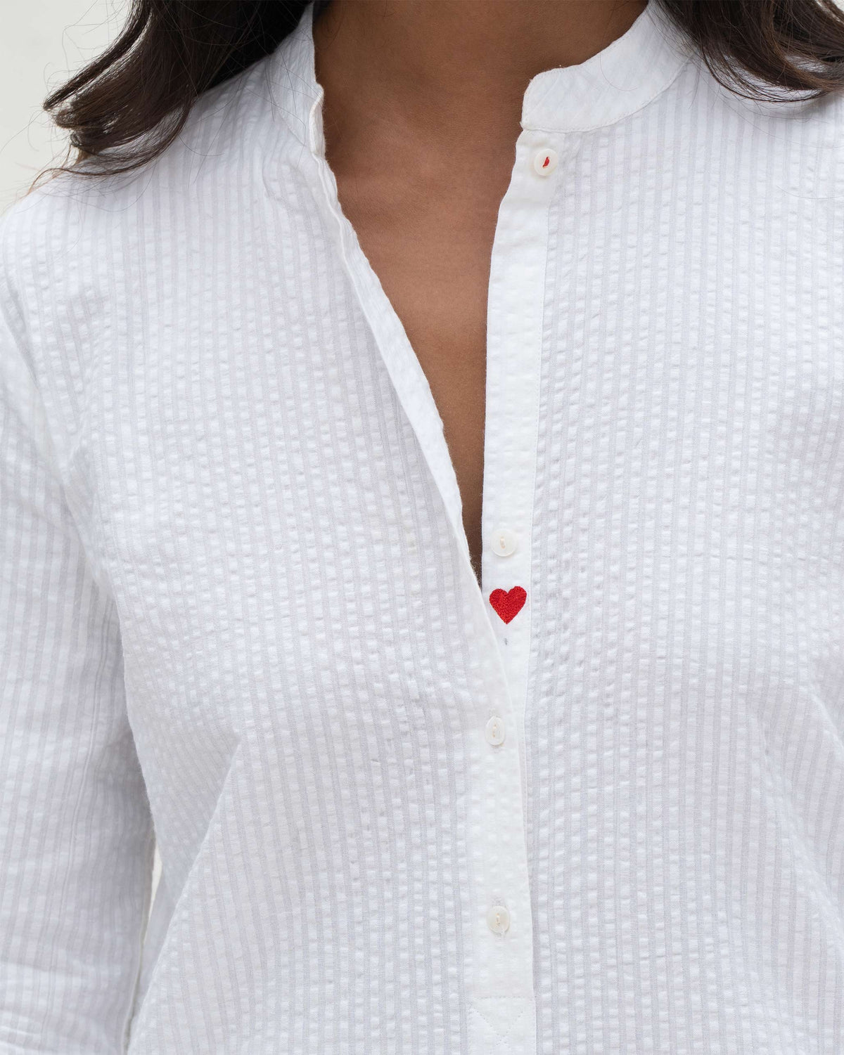 Basic Long Length Kurta - White Seersucker