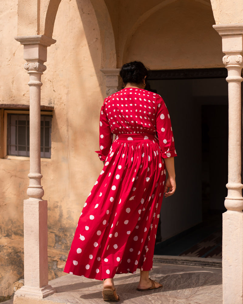 Nico Dress - Red & Ivory