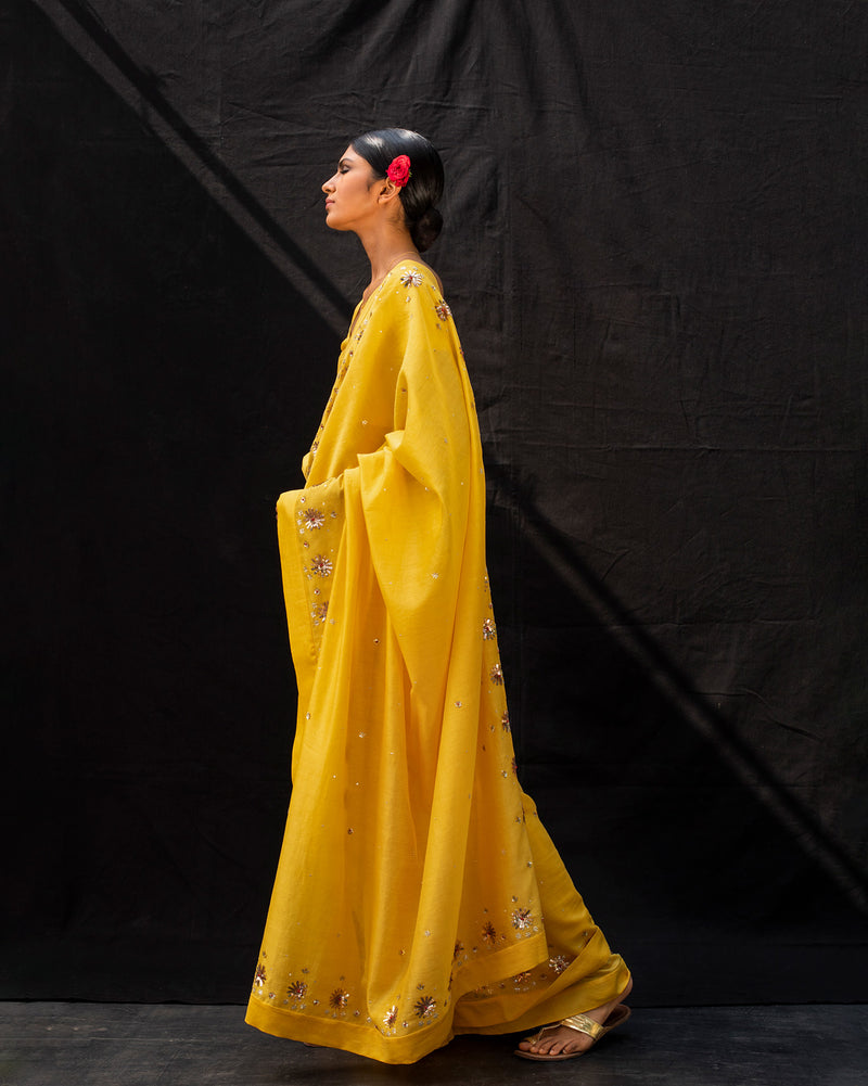 Galaxy Sari- Yellow & Gold