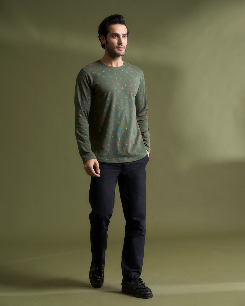 Basic Full Sleeve T-shirt - Olive
