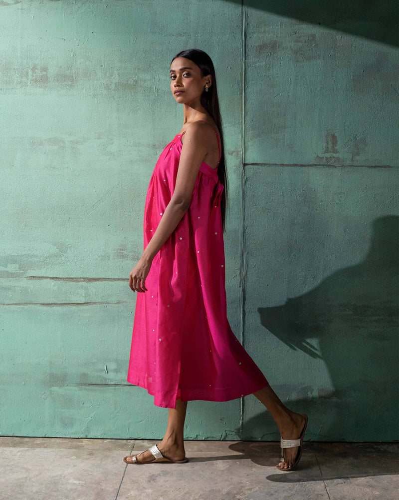 Back Bow Dress - Pink & Silver