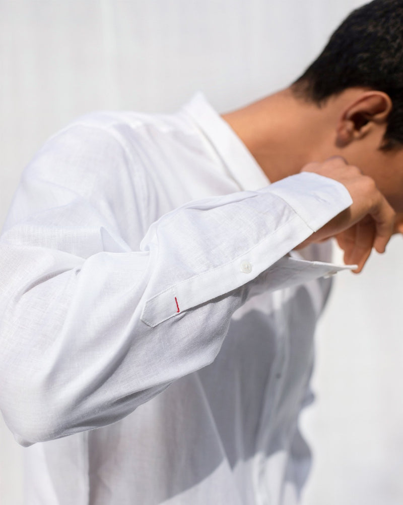 Pleated Placket Shirt - White