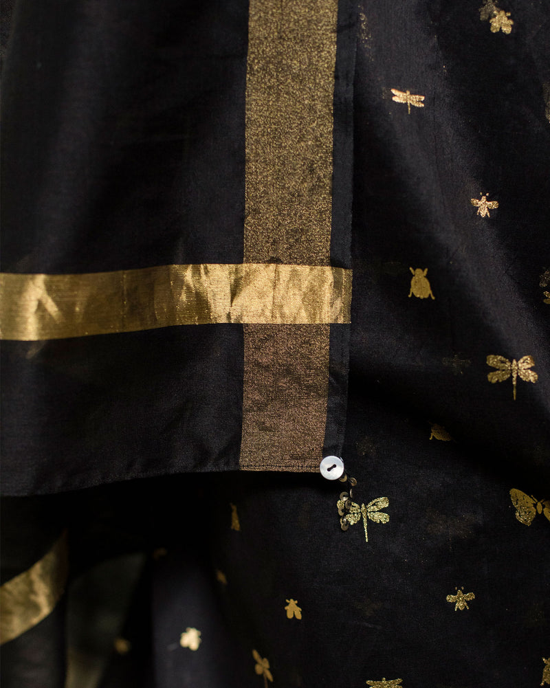 Fireflies Sari - Black & Gold