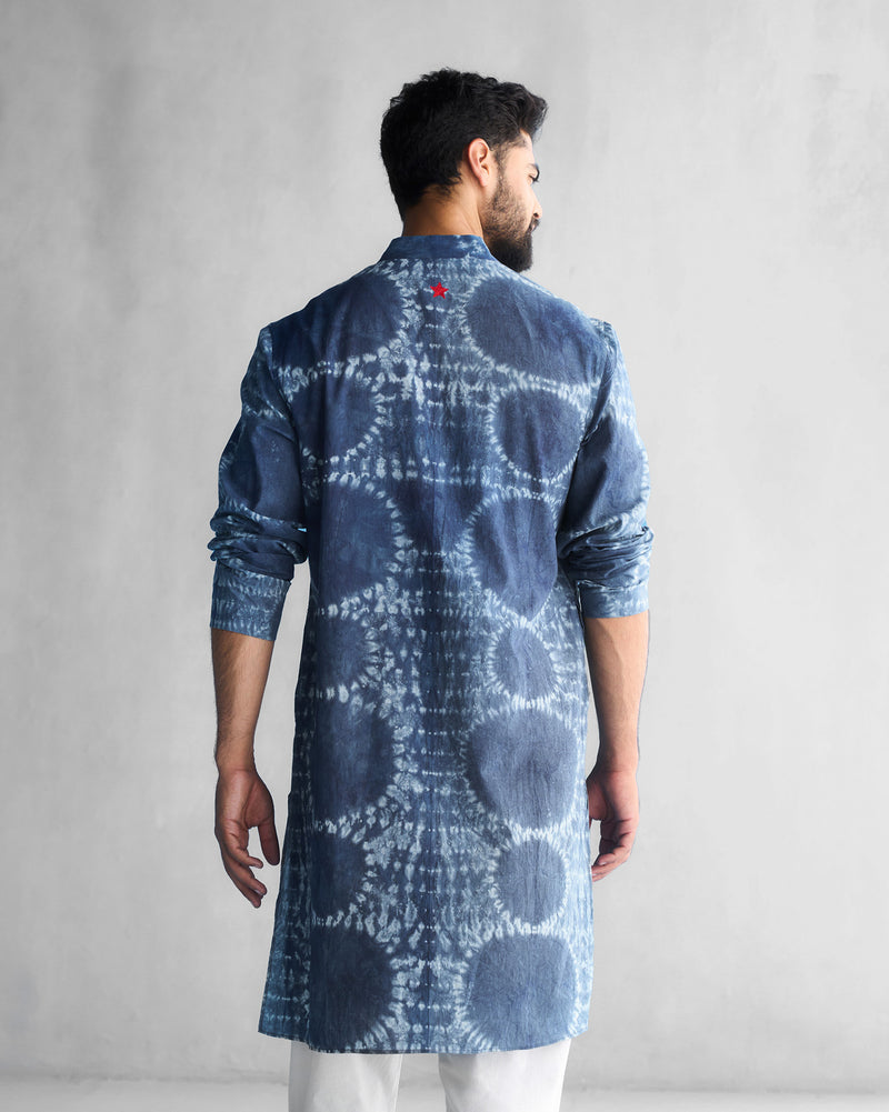 Long Pleated Kurta - Indigo