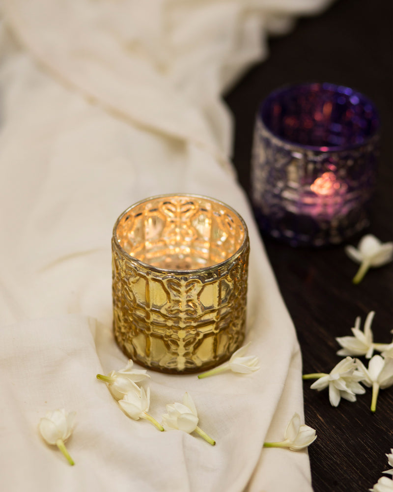 Purple and Gold Votive (Set of 4)