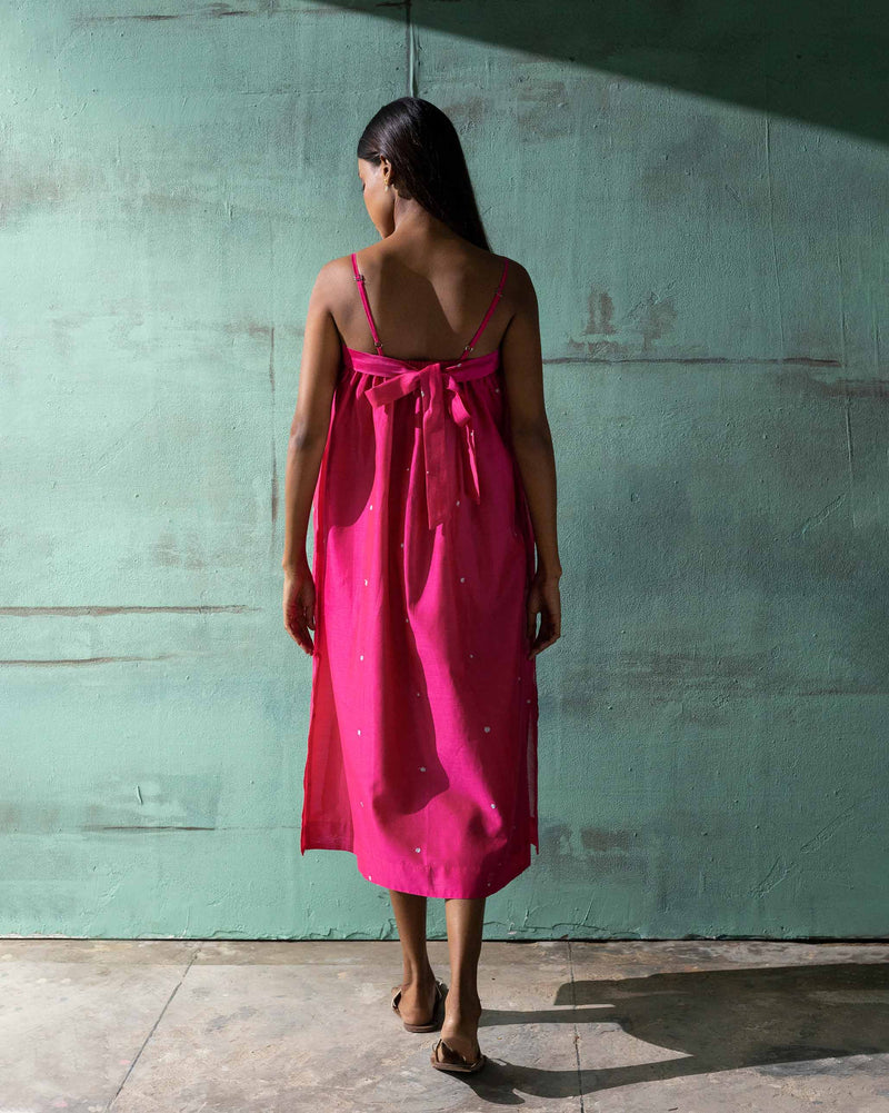 Back Bow Dress - Pink & Silver