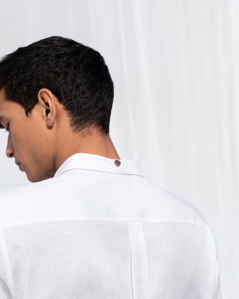 Pleated Placket Shirt - White