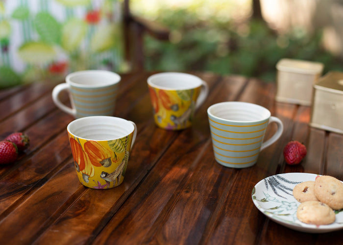 The four mugs on a table