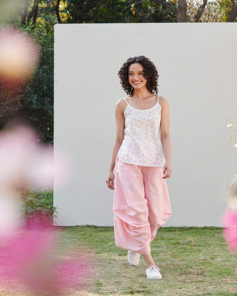 Crop Camisole - White & Pink