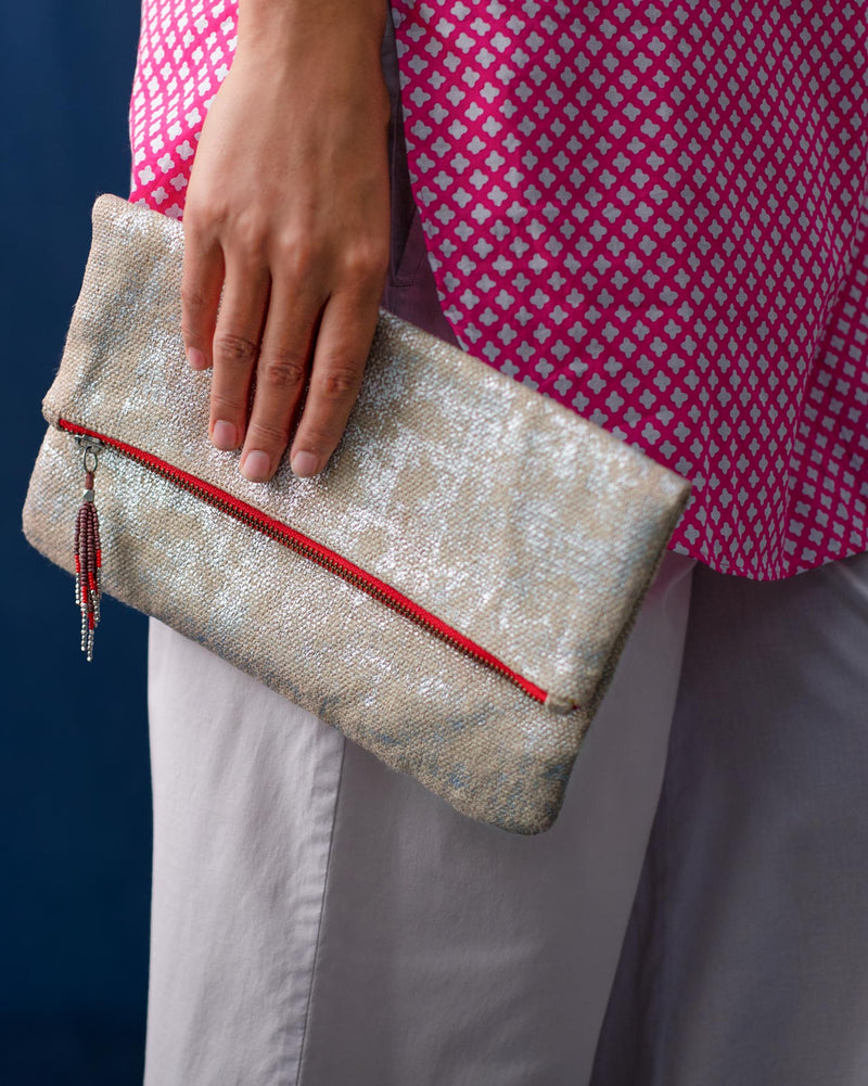 Fold Over Foiled Clutch