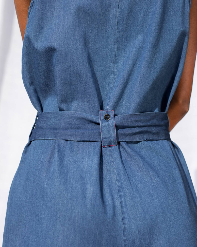 Front Zipper Jumpsuit - Blue
