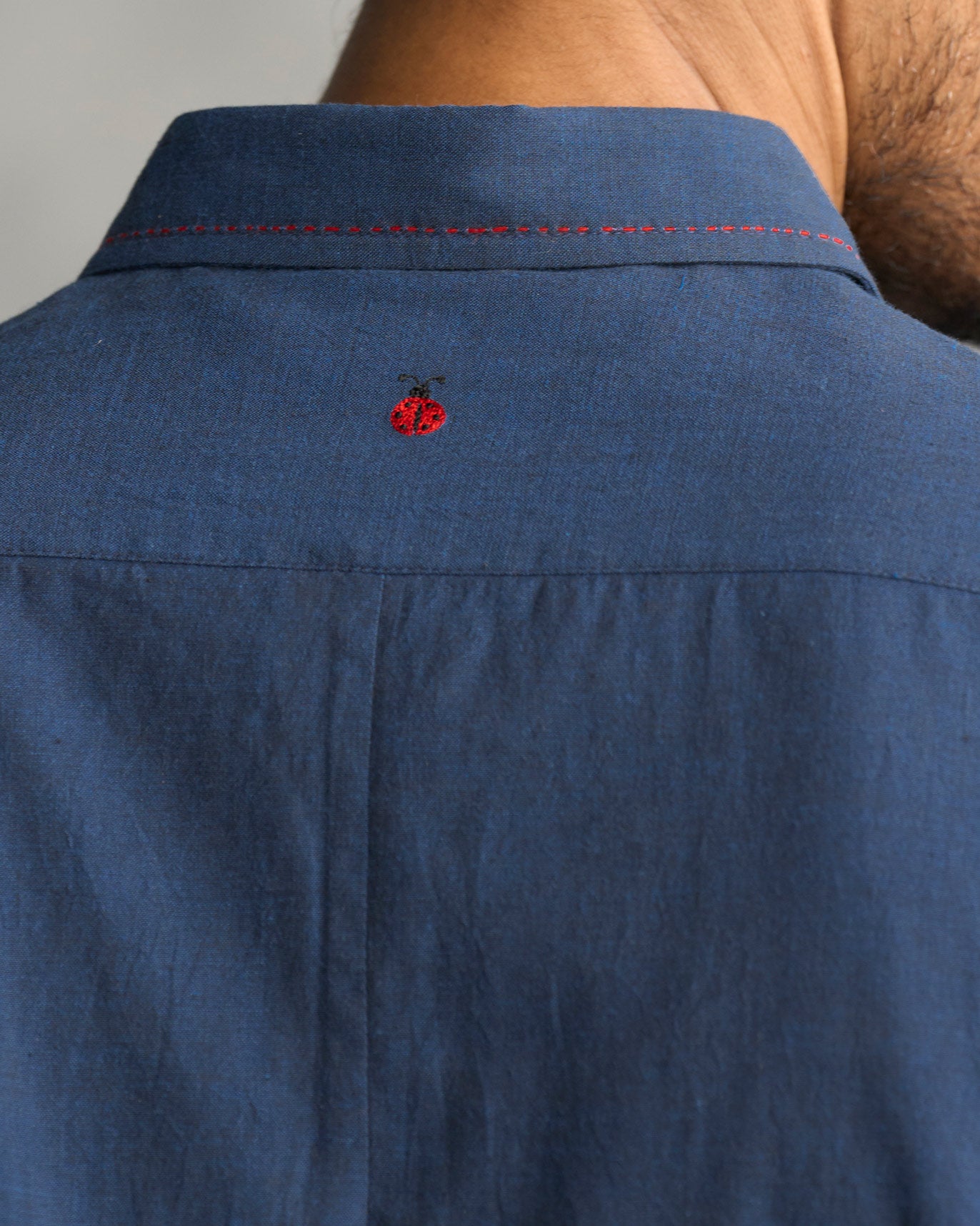 Kantha Stitch Kurta - Navy