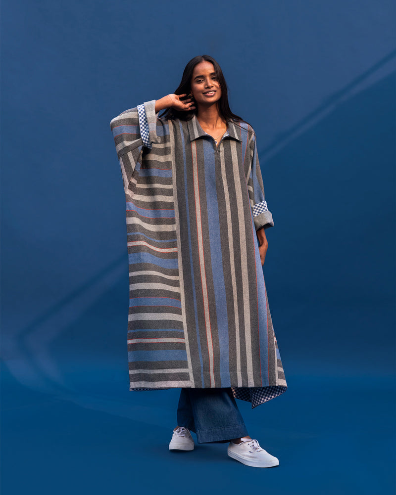 Woolen Pheran - Grey & Blue